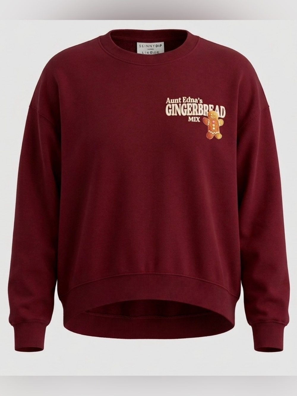 Skinnydip London Aunt Edna's Gingerbread Mix Sweatshirt Burgundy Maroon Size M
